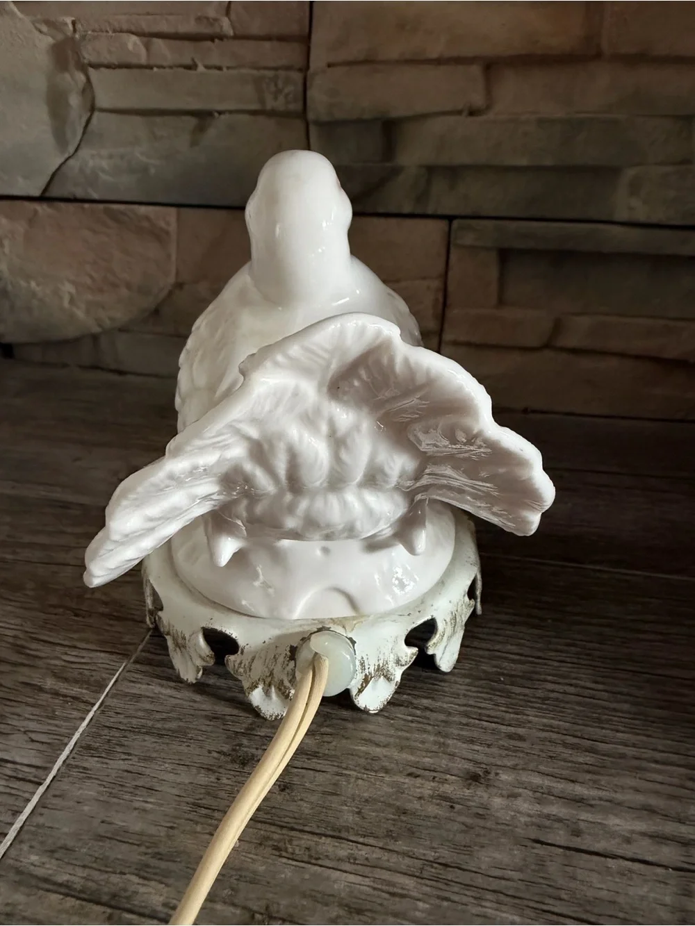 VTG Porcelain Dove Tabletop Night Light Bird Small Lamp 4,5x5”